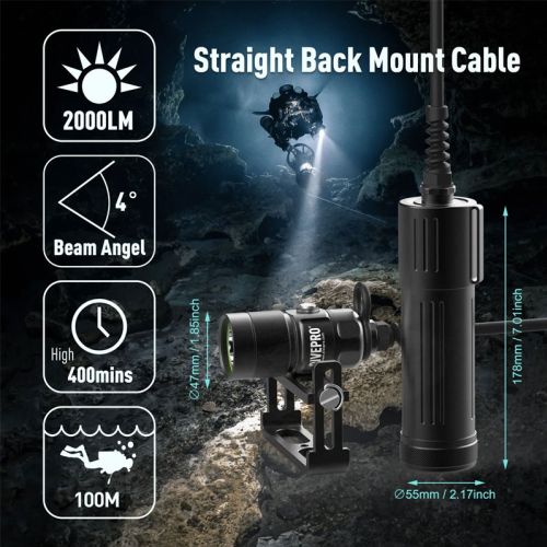 Divepro latarka z kanistrem CL2000B 2000 lumenów ()